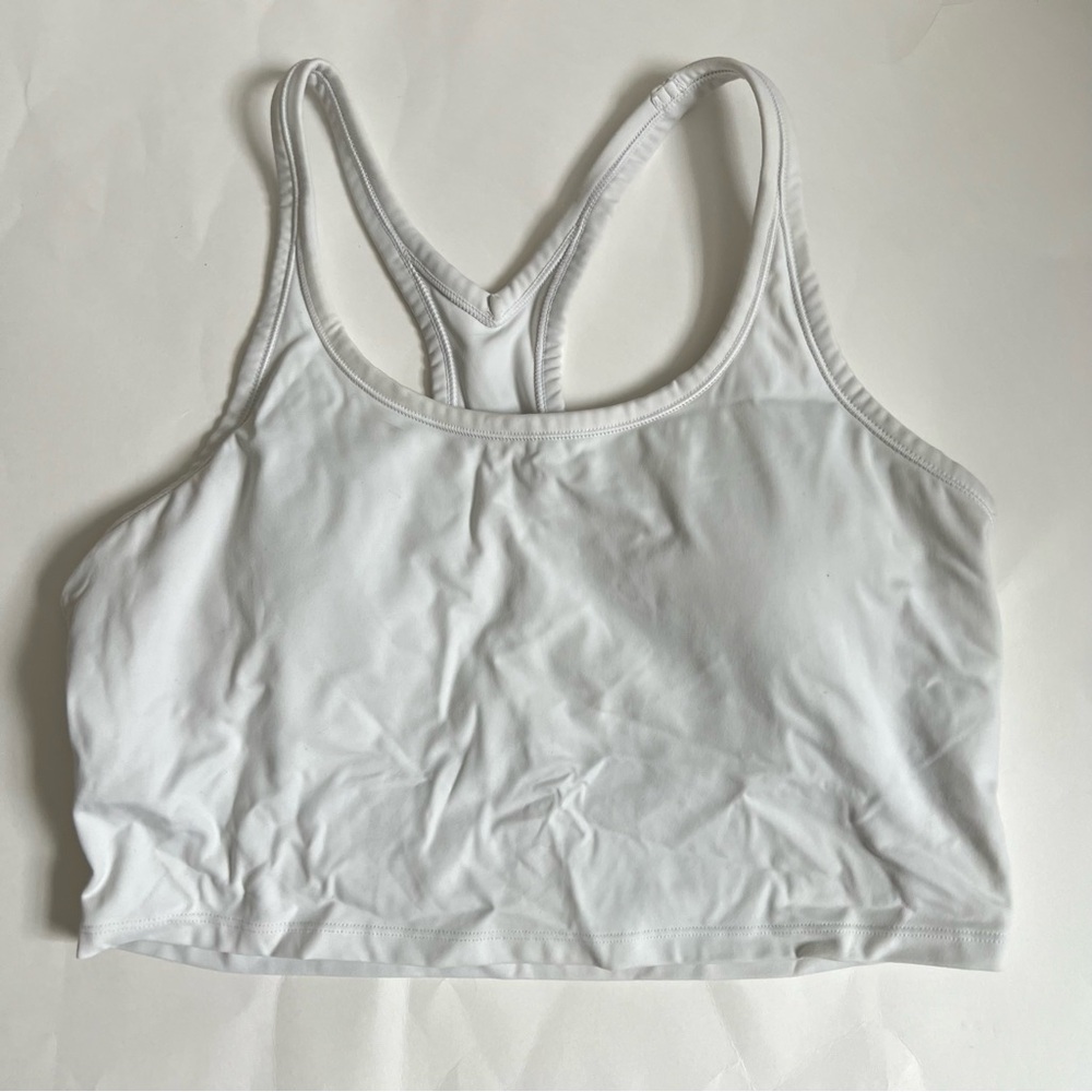 Longline White Compression Sports Bra Large